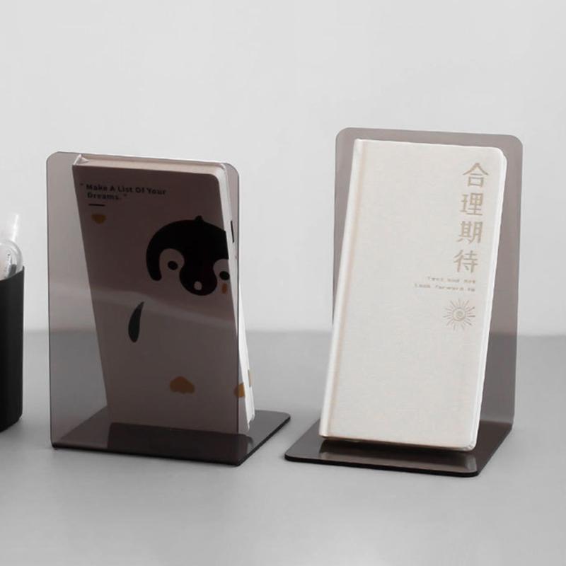 2 Pcs L-Shaped Transparent Book Ends Fall-resistant Acrylic Book Ends Clear Acrylic Bookends for Shelves Organizer