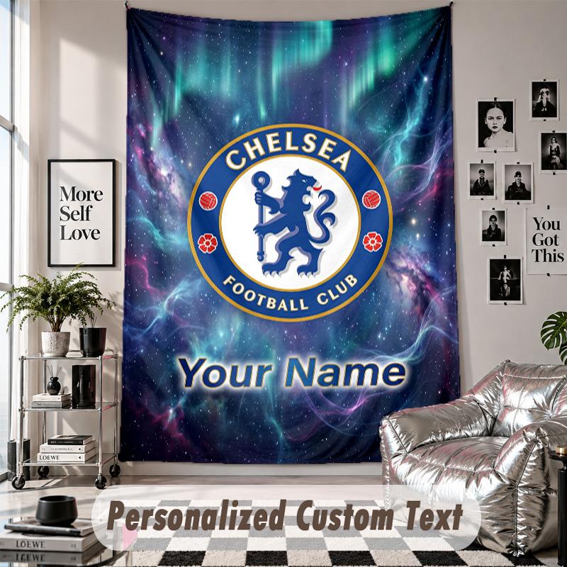 Custom Tapestry Wall Hanging, Chelsea FC Personalized Name Text Home Wall Decor