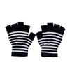 1 par de guantes sin dedos de medio dedo a rayas negras Unisex para mujer, guantes de algodón tejidos de lana para muñeca, guantes cálidos de invierno para hombre, guantes de entrenamiento