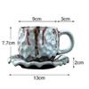 Vintage 270ML Keramik-Kaffeetasse mit Untertasse Hammerschlagmuster Steingut Espressotasse mit Henkel Japanischer Stil
