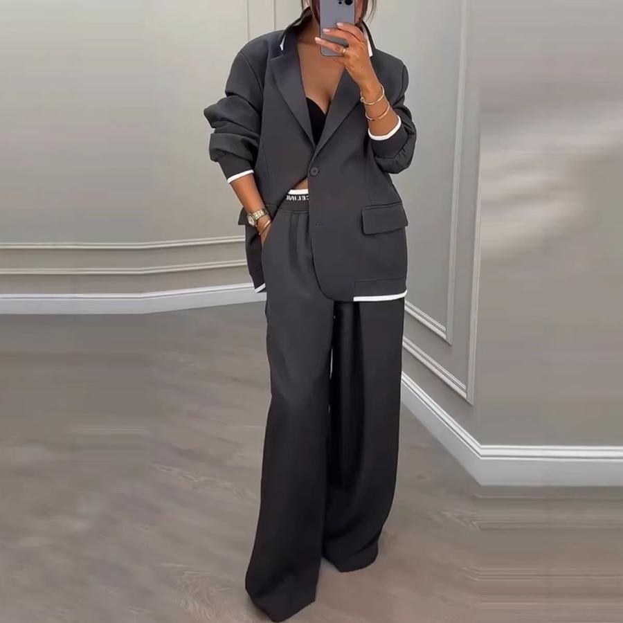 Herbst Neues Damen-Bekleidungsset - Elegante Langarmjacke mit Weitbeiniger Hose und Anzughose