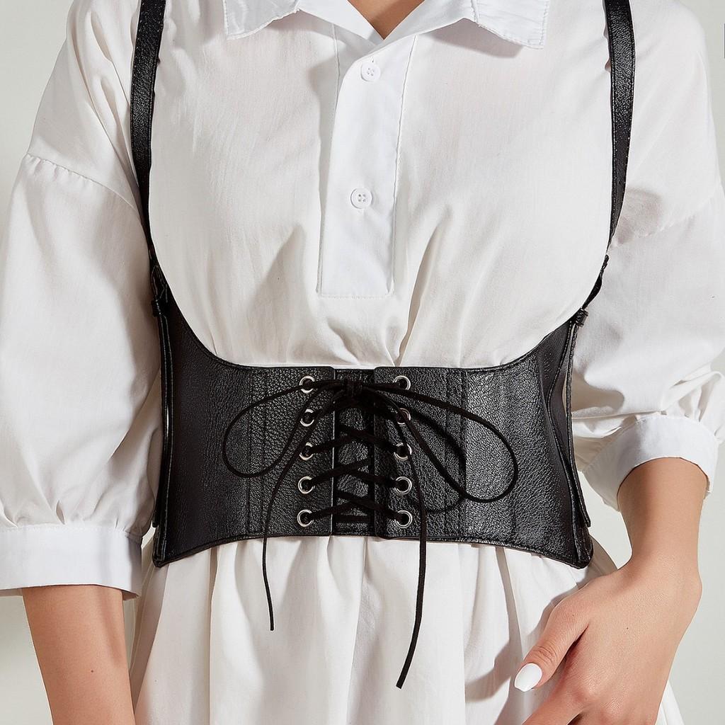 Solid Simple Color Strap Design Women Casual Strap Waist Cover For Street Wear