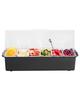 VEVOR Chilled Condiment Server, 6 Compartment Ice Cooled Condiment Serving Container, Chilled Garnish Tray Bar Caddy with Lid