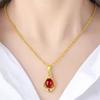 Gold Color Alloy Necklace for Women, Water Drop Red Rhinestone Vase Pendant Twist Rope Chain Elegant Jewelry Gift for Mom