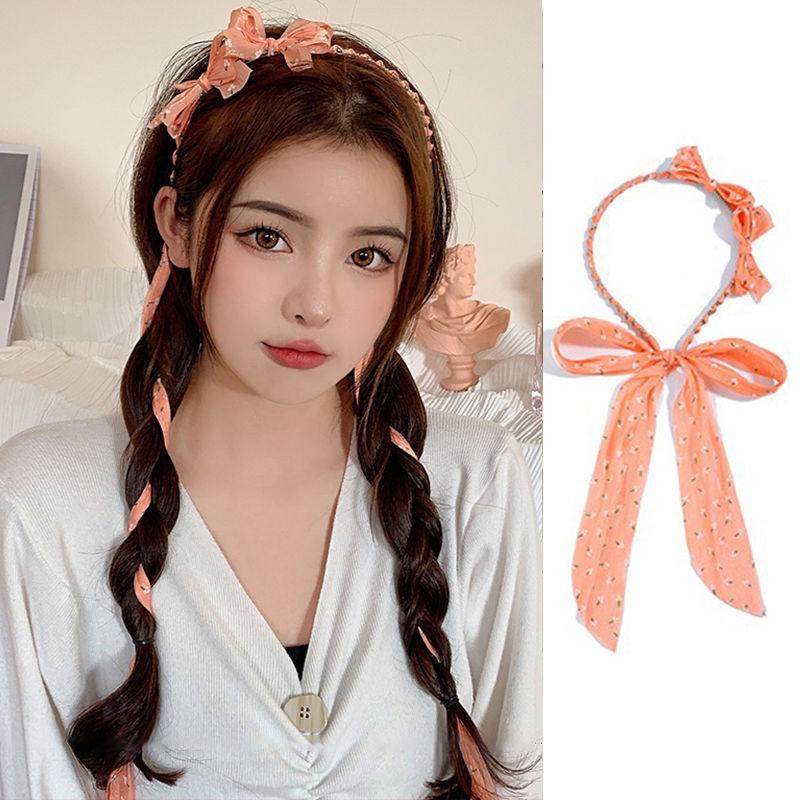 Headband With Lace Silk Scarf Cute Hairband For Girls Korean Hair Accessories Bow Headband