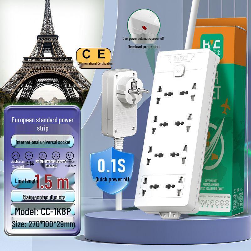European Standard German Power Strip Extension Cord Adapter for Cross-Border Use
