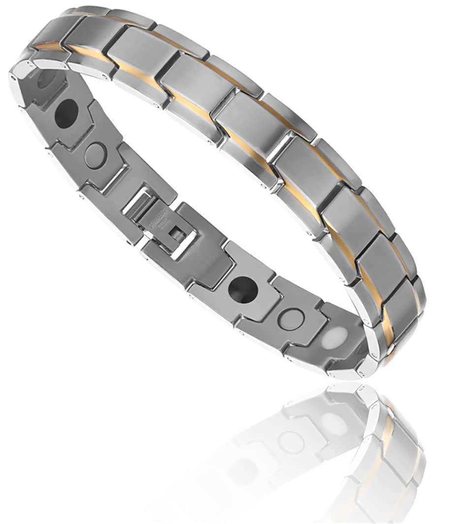 

4 Element Magnetic Magnetic устраняет статическое электричество Золото [EUMENIDES] Мужской браслет, мужской браслет, (Серебряный браслет)