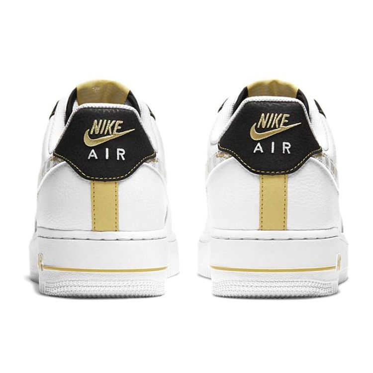 Nike Air Force 1 07 LV8 Gold Links Zebra Print Men Sneakers White Saturn-Gold Black DH5284-100