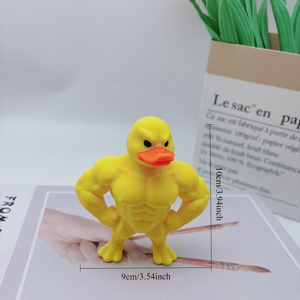 1pc Funny Muscle Yellow Duck Toy Funny Standing Duck Home Decoration Desktop Ornaments To Send Friends A Small Gift.