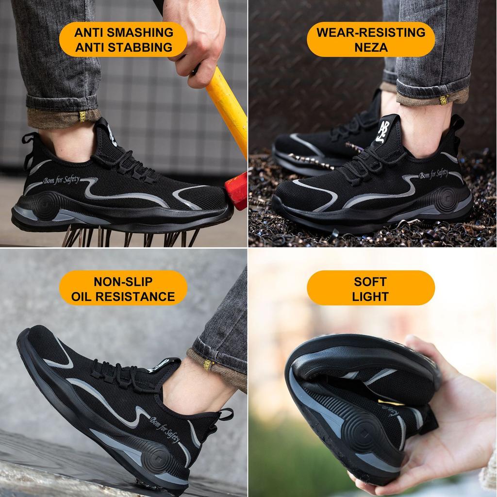 Labor insurance shoes Breathable and lightweight work shoes Steel bag head Anti-smashing and puncture-proof safety shoes Kevlar
