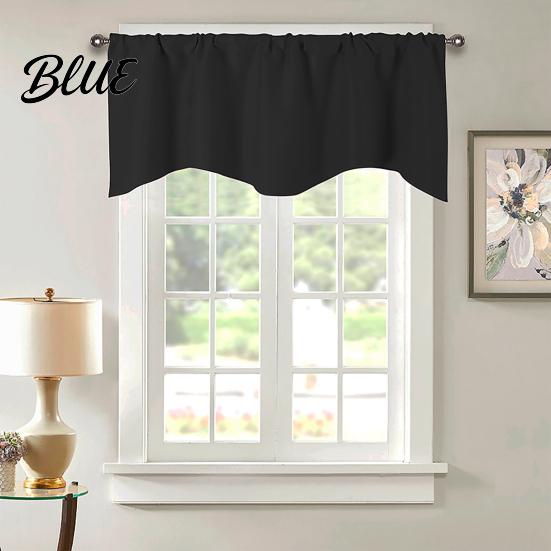 Solid Color Through Valance Room Balcony Curtain Home Rod Short Kitchen Window