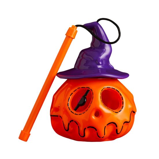 

Ручной пластиковый фонарь-тыква Хэллоуин Светящаяся лампа-тыква Работает от батареек Светящаяся тыква со шляпой ведьмы для улицы и помещения Привидения фиолетовый