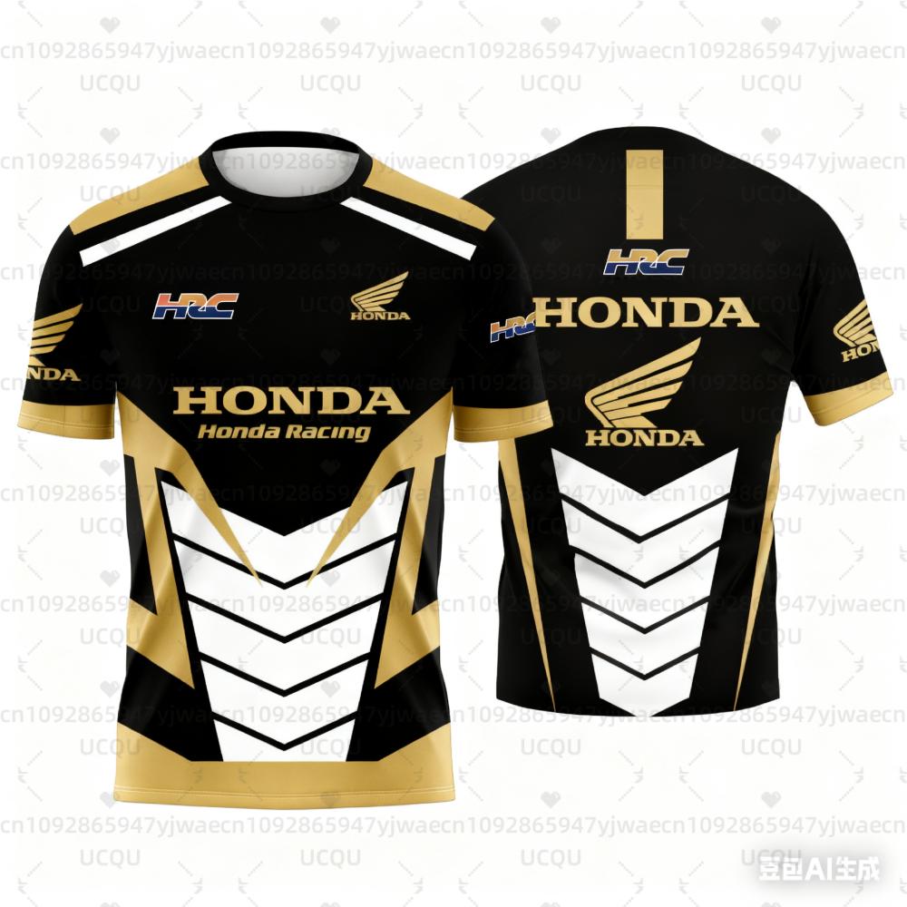 ETST0012 Honda Quick Dry Racing Heren Geometrisch 3D Print Motorrijder Jersey Sportkleding Korte Mouw Lichtgewicht Buiten T-shirt M