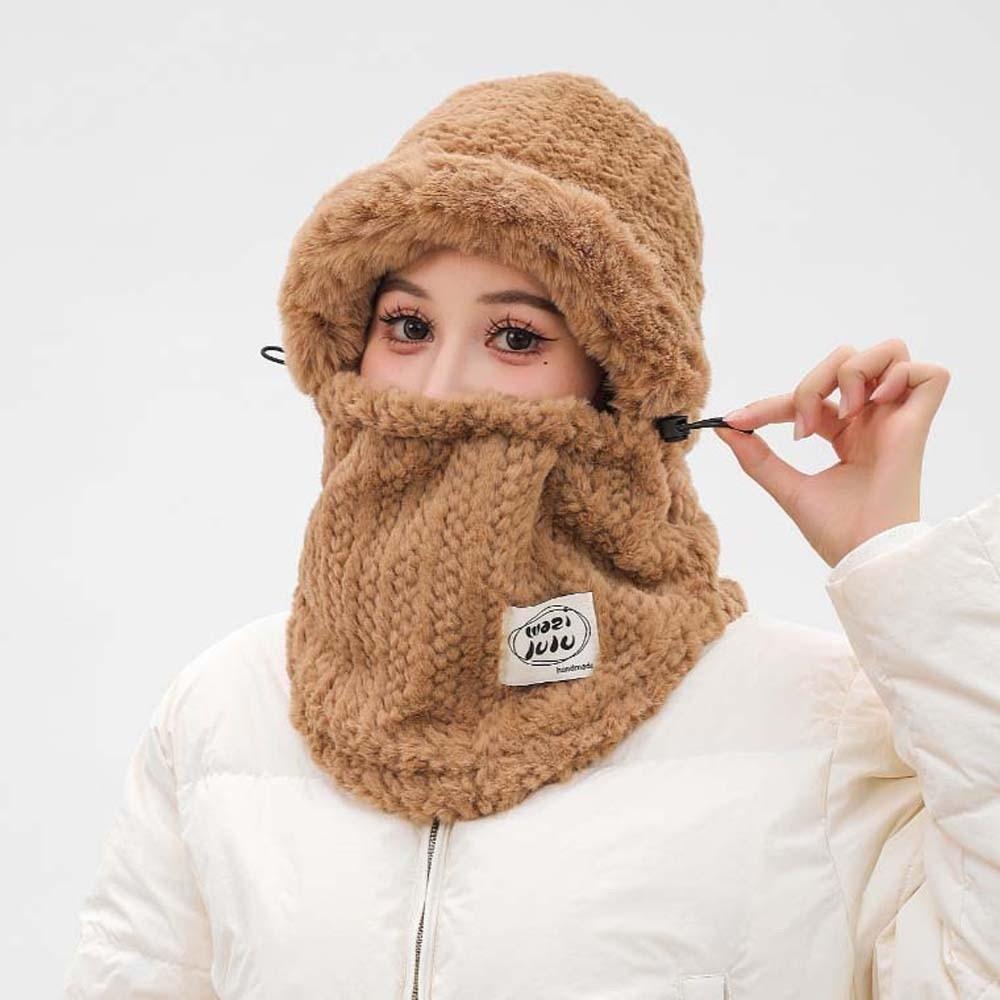 Plush Winter Integrated Scarf Cap Soft Cold Proof Scarf Versatile Pullover Mask Cap  Anti-cold