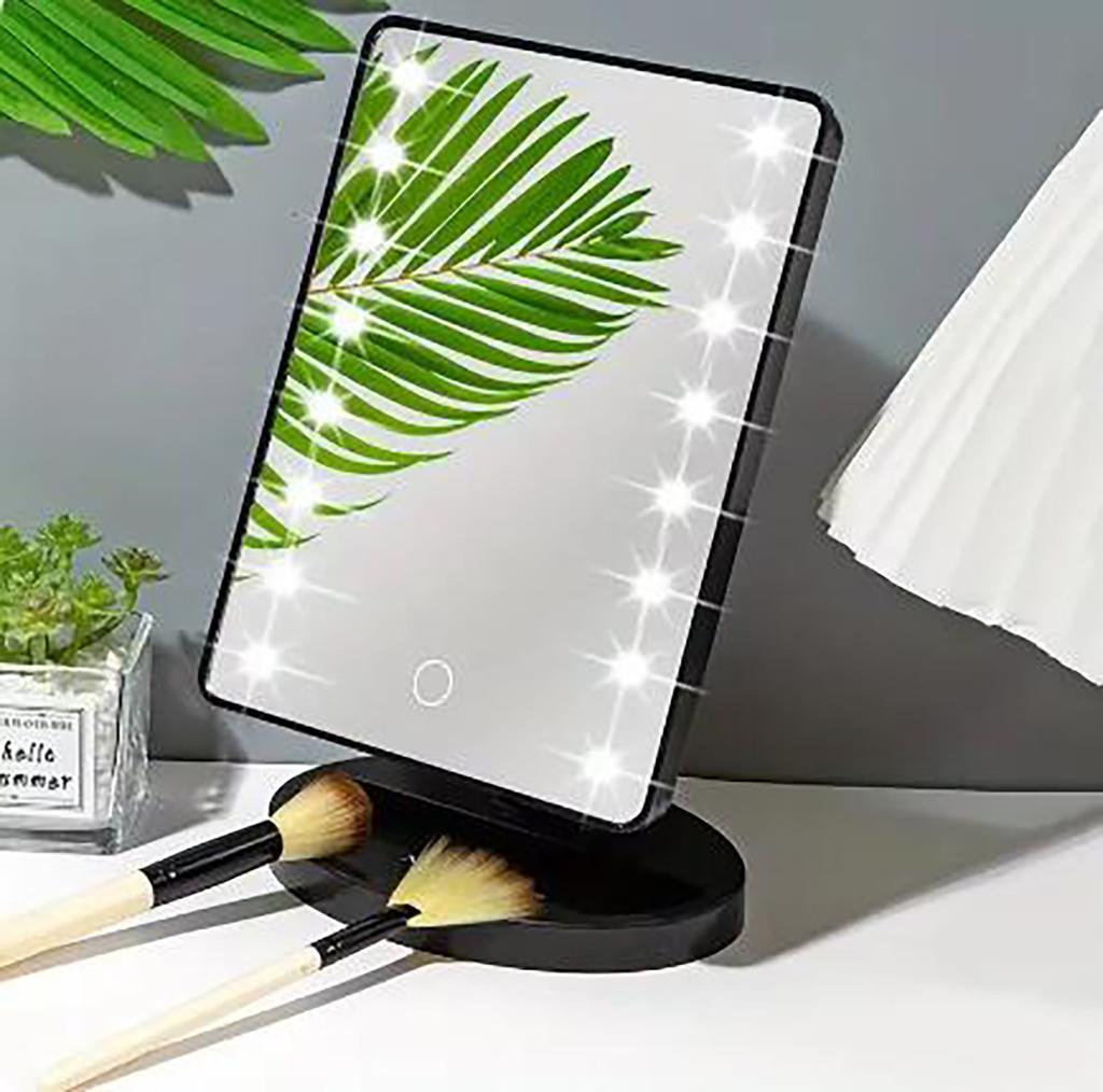 1pc Lighted Makeup Mirror, Square Battery & USB RechargeableDual-use Beauty Mirror ,Touch Screen VanityMirror,Brightnes