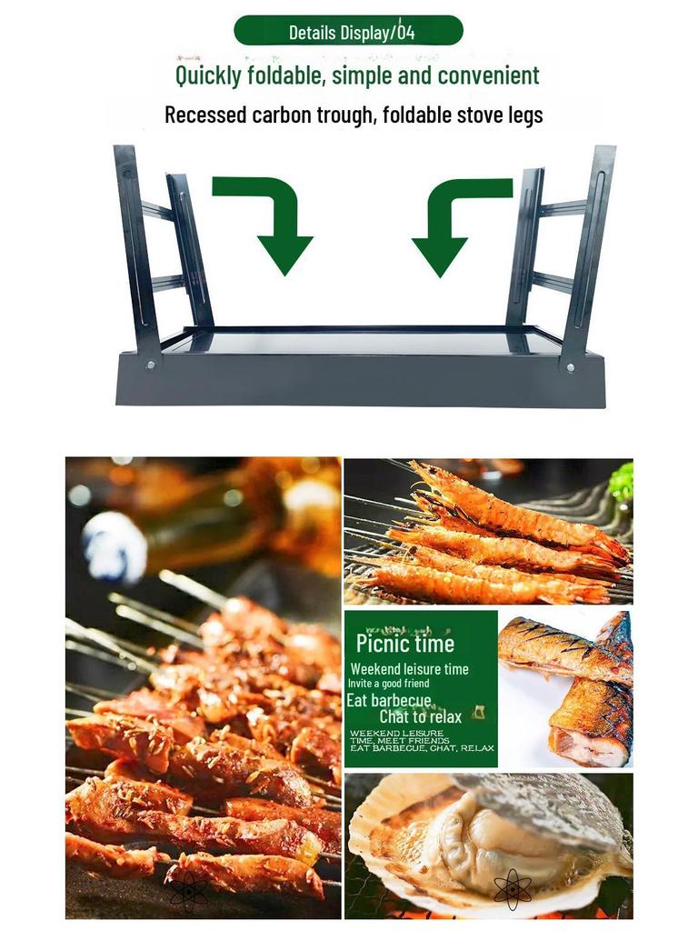 Tragbarer Faltbarer Grill für Zuhause, Draußen, Camping und Picknicks - Ideales Geschenk