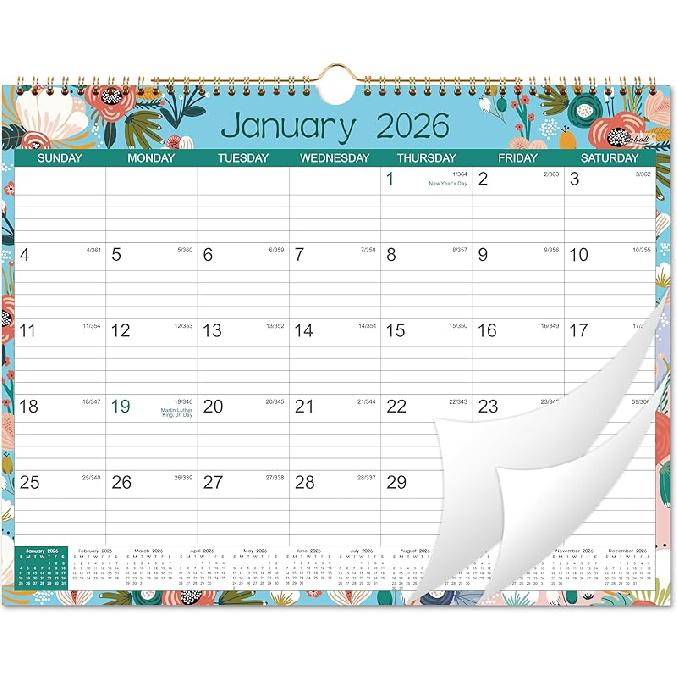 Calendar 2026, 12 Months Wall Calendar from January 2026 to December 2026, 14.8  x 11.4  Monthly Wall Calendar with Julian Date, 2026 Calendar with