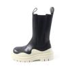 Excellent BOTTEGAVENETA Short Boots Tire Chelsea Boots  Black White Leather 38 Used