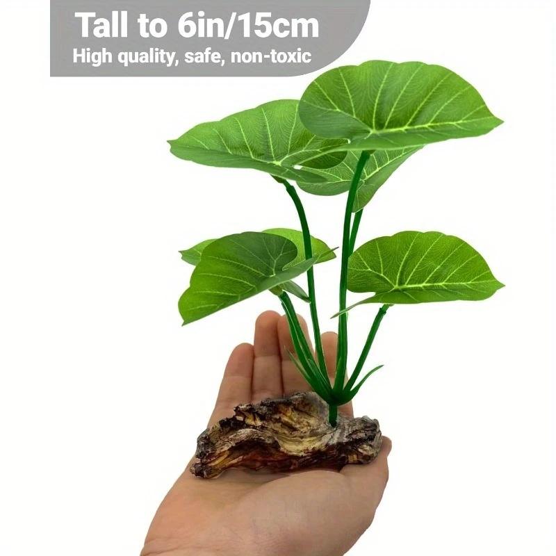1pc Artificial Aquarium Plants Realistic Floating Leaves Sturdy Stem, Reptile Terrariums Low-Maintenance Water Tank Decoration