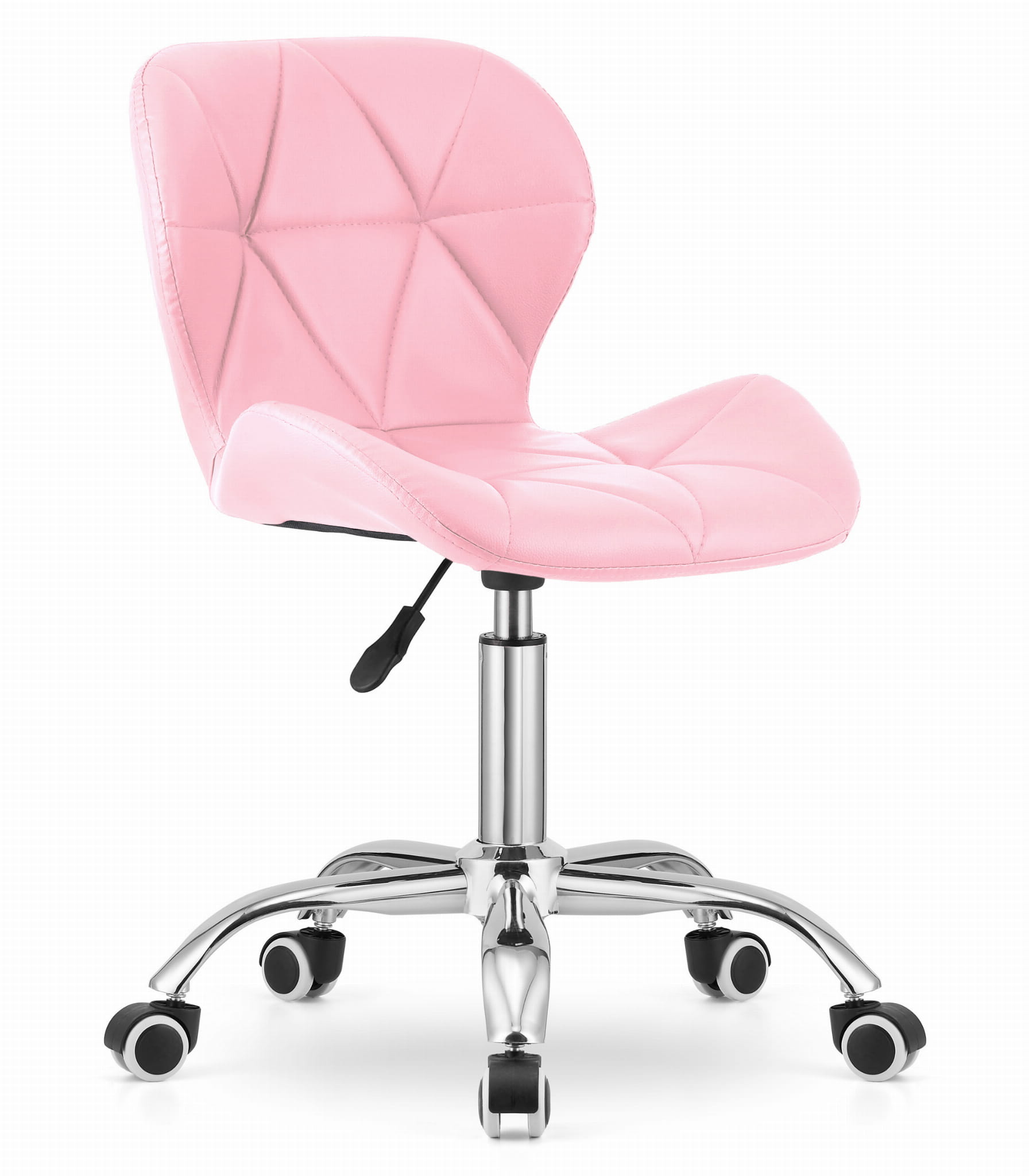 Bureaustoel AVOLA DORY-21 Roze, Kunstleer Zitting, Ergonomisch en Verstelbare Zithoogte, 5-Poot Chrome Basis, Geschikt voor Thuis en Kantoor, Max. 110 kg