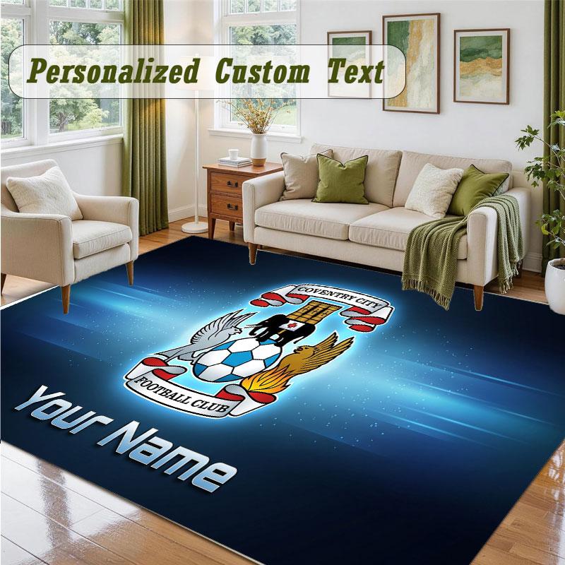 Crystal Velvet Square Rug Custom NameCoventry City Pattern Non Slip Home Floor Decor Rug