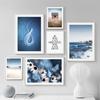 Blue Ocean Wave Shark Flower House Canvas Wall Art Print Posters Modern Painting Pictures Bedroom Living Room Decoration Club