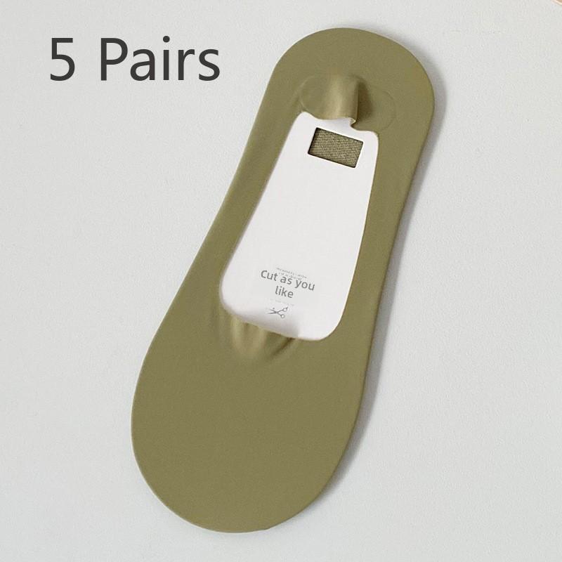 5 Pairs of Women's Summer Thin Style Shallow Mouth Non Slip Cotton Bottom Invisible Socks