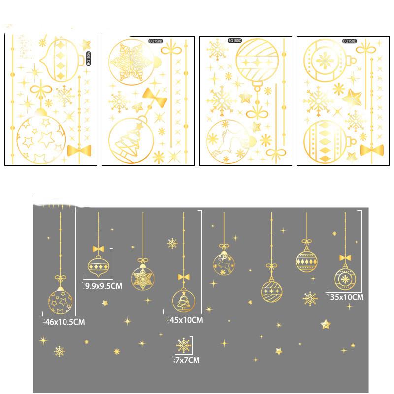 Novoroční okno Los Santa Claus Sáně Nádherná vánoční koule Spirálová stuha Samolepky na zeď Okenní nálepky pro domácí sváteční dekoraci