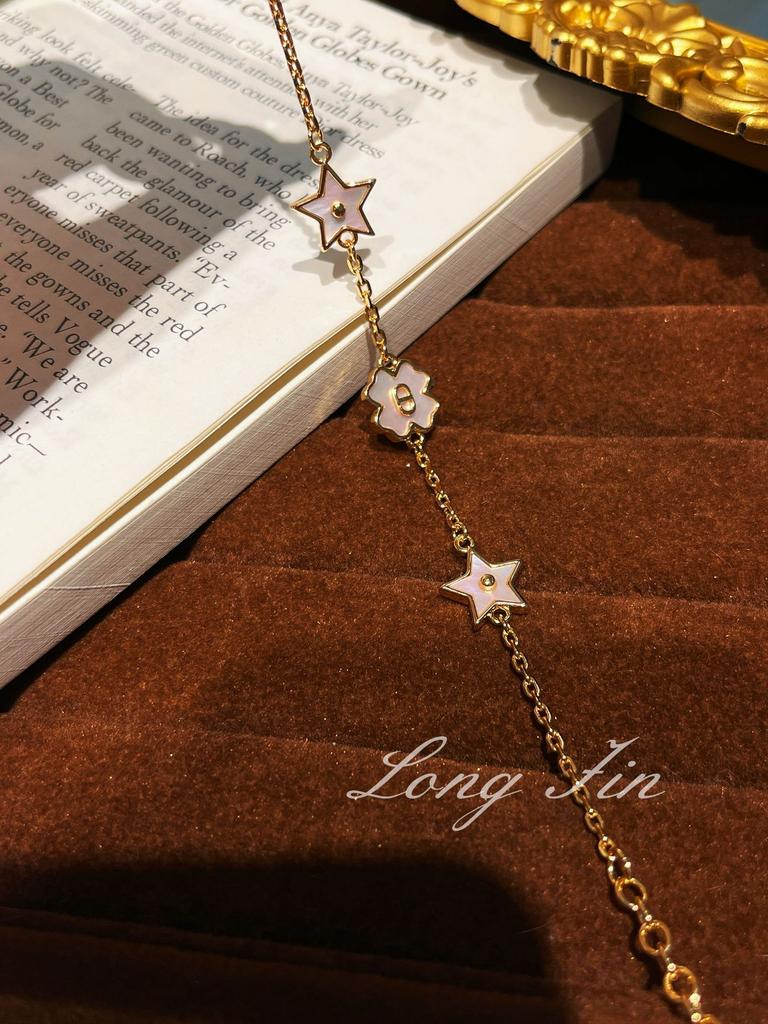 Vintage High Version Star Four-Leaf Clover Fritillary 20 Set Necklace Bracelet Earrings Antique Necklace