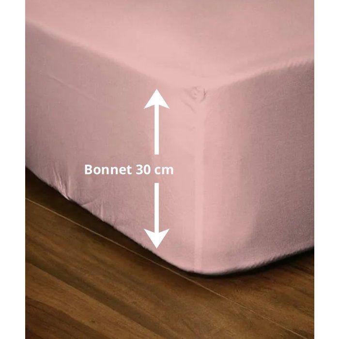 Drap-housse - LOVELY HOME - LH71628 - 140x190+30 cm - Rose
