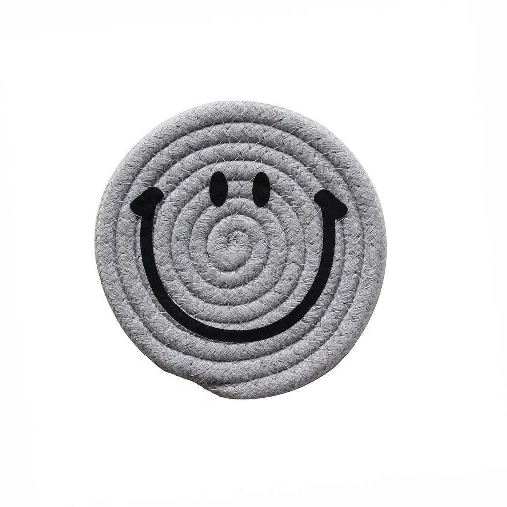 Smile Face Cup Coaster Coffee Drinks Table Mat Protective Placemat Cup Holder Heat Insulation Pad Kitchen Accessories Home Decor