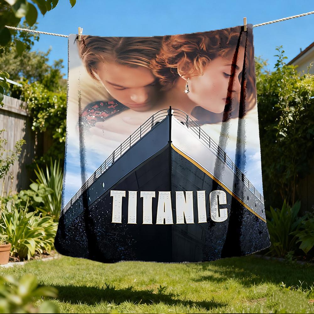 1 szt. Koc zewnętrzny Titanic Lekki flanelowy koc podróżny, kempingowy, do salonu, na sofę, krzesło Miękki