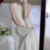 Round Neck Summer Sleeveless Dress Solid Open Back Long Dress Vocation Vest Dresses Teens