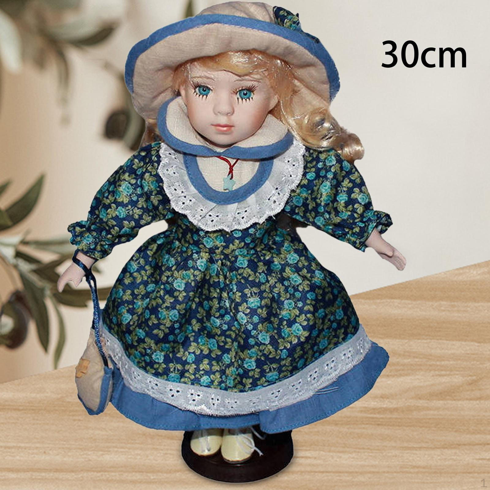 

11.81 Миниатюрная фарфоровая стоящая кукла, керамическая модель на день рождения синий