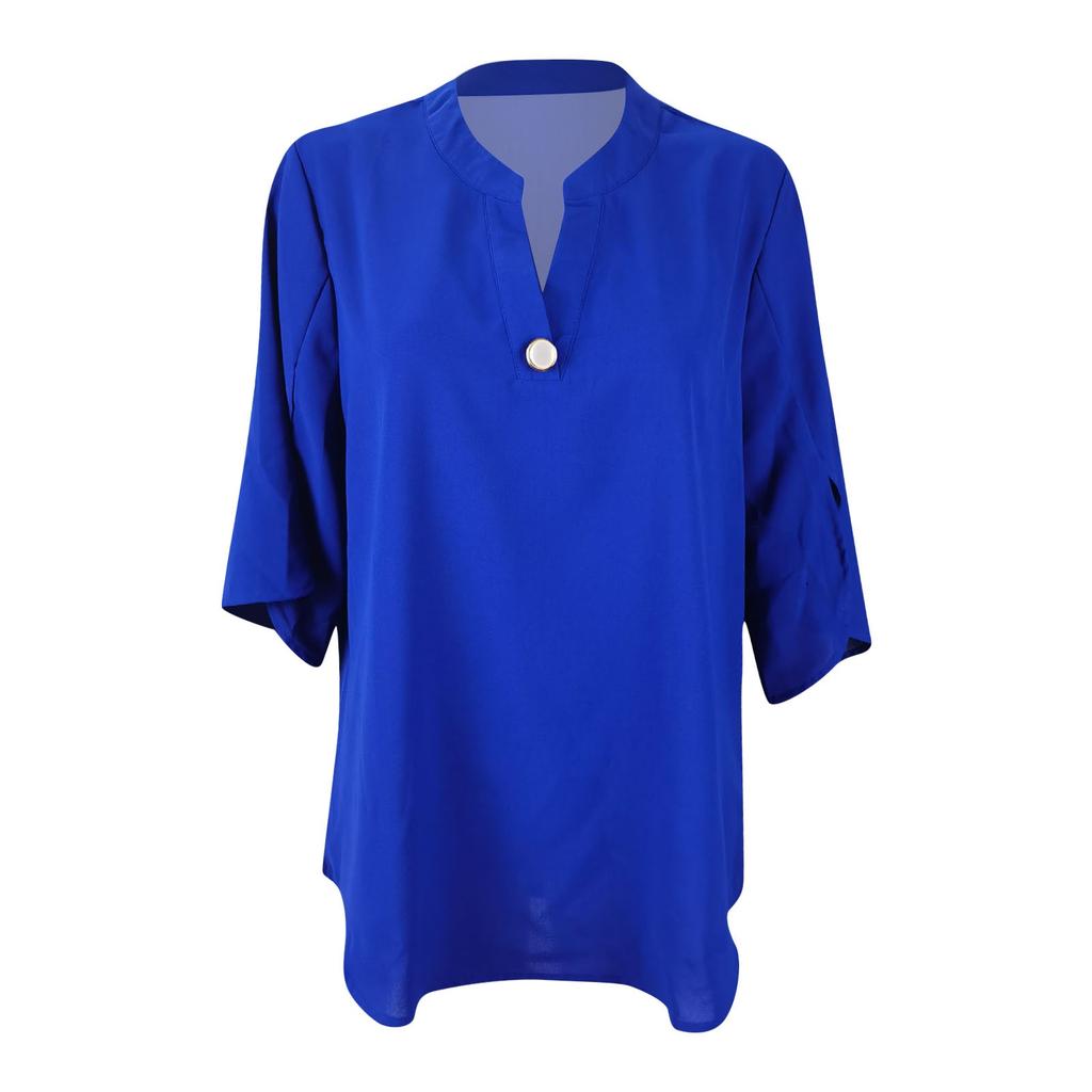 Women's Fashion Temperament Commute French Long Sleeve Shirt V-neck Top