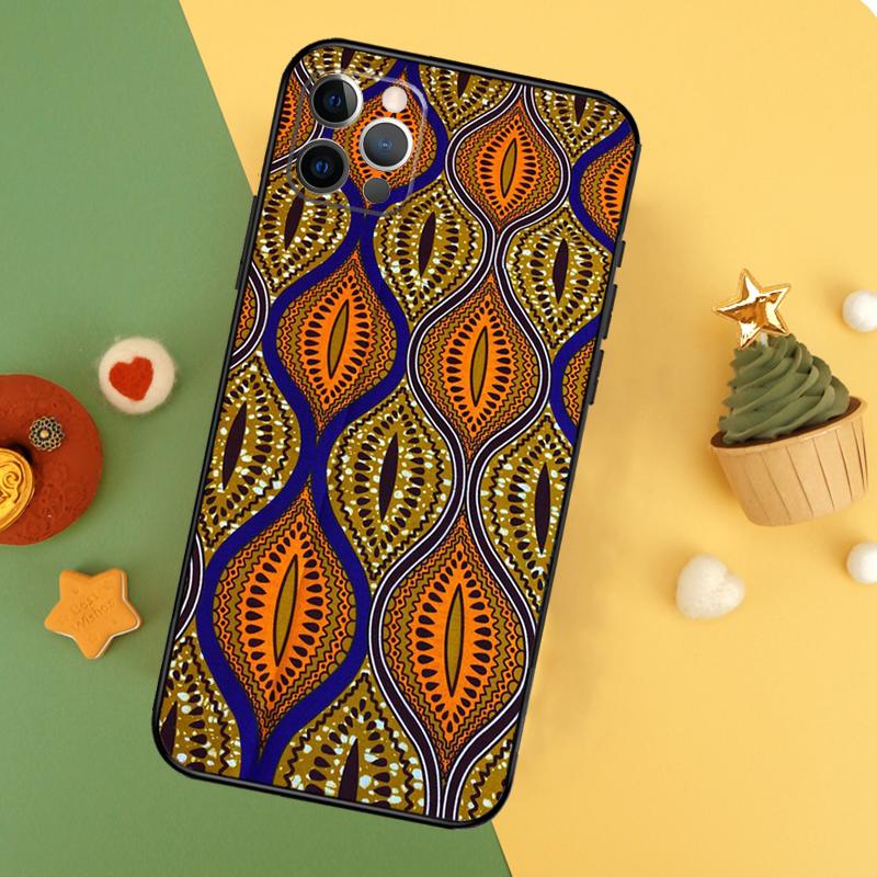 African Style Fabric Print Phone Case For iPhone 17 16 16E 15 14 12 11 13 Pro Max 12 13 Mini 17Air Shockproof Cover