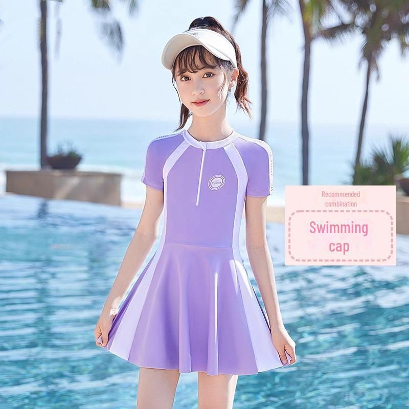 2024 Girls' One-Piece Skirt Swimsuit for Training - Available In Small, Medium, and Large