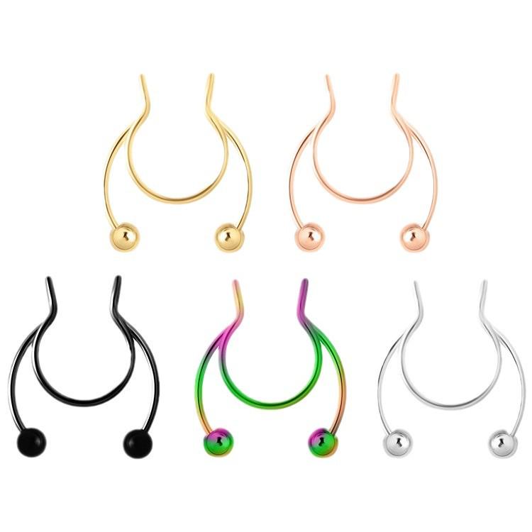 Trendy European & American No-Piercing Horseshoe Nose Clip Jewelry