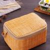 Straw Woven Waterproof Insulated Thermal Bento Bag Insulated Lunch Tote Bag for Travel Picnic Women Lunch Box Natural Pastoral