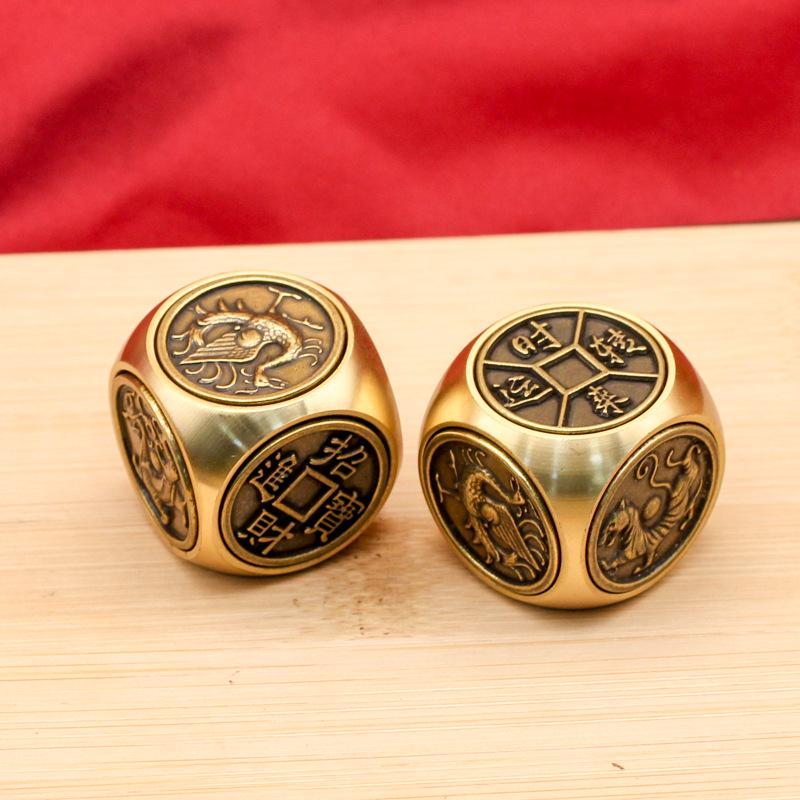Brass Six-Sided Rotating Fortune Spinner Decompression Ornament