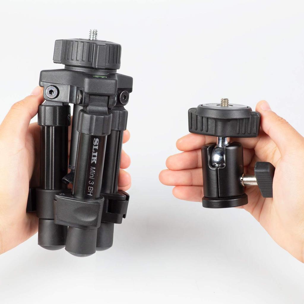 [Amazon.co.jp Exclusive] SLIK Mini 3 BH Tabletop Tripod with Portable Pouch, 2-Stage, Lever Lock, and Pan Head (Product Number: 217115)