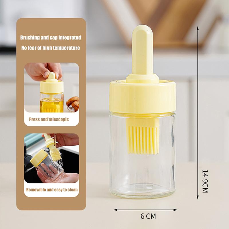 

Portable Kitchen Oil Bottle Silicone Brush Adjustable With Barbecue Spray Bottle For BBQ Baking Oil Dispenser Outdoor Tableware жёлтый