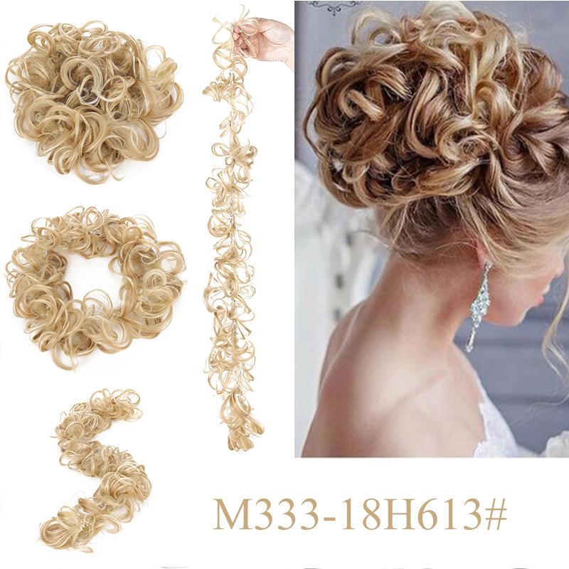Messy Bun Scrunchie Hair Wrap Fluffy Pony Tail Curly Touseld nScrunchy Updo Donut Chignons für Frauen