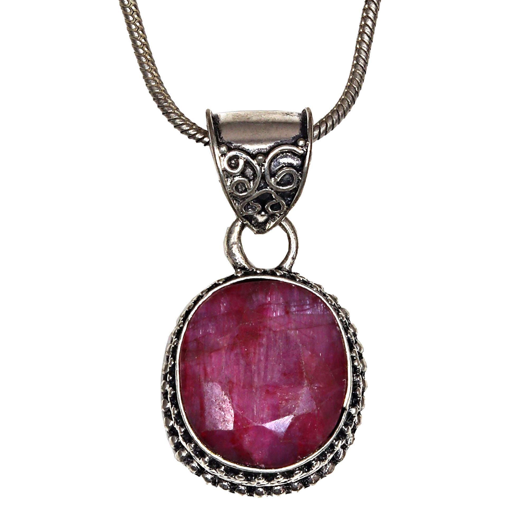 

Ruby Gemstone Mother s Day Ethnic Handmade Silver Jewelry Pendant 1.5