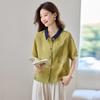 Summer fashion niche design sense contrasting color lapel loose casual versatile short-sleeved shirt women