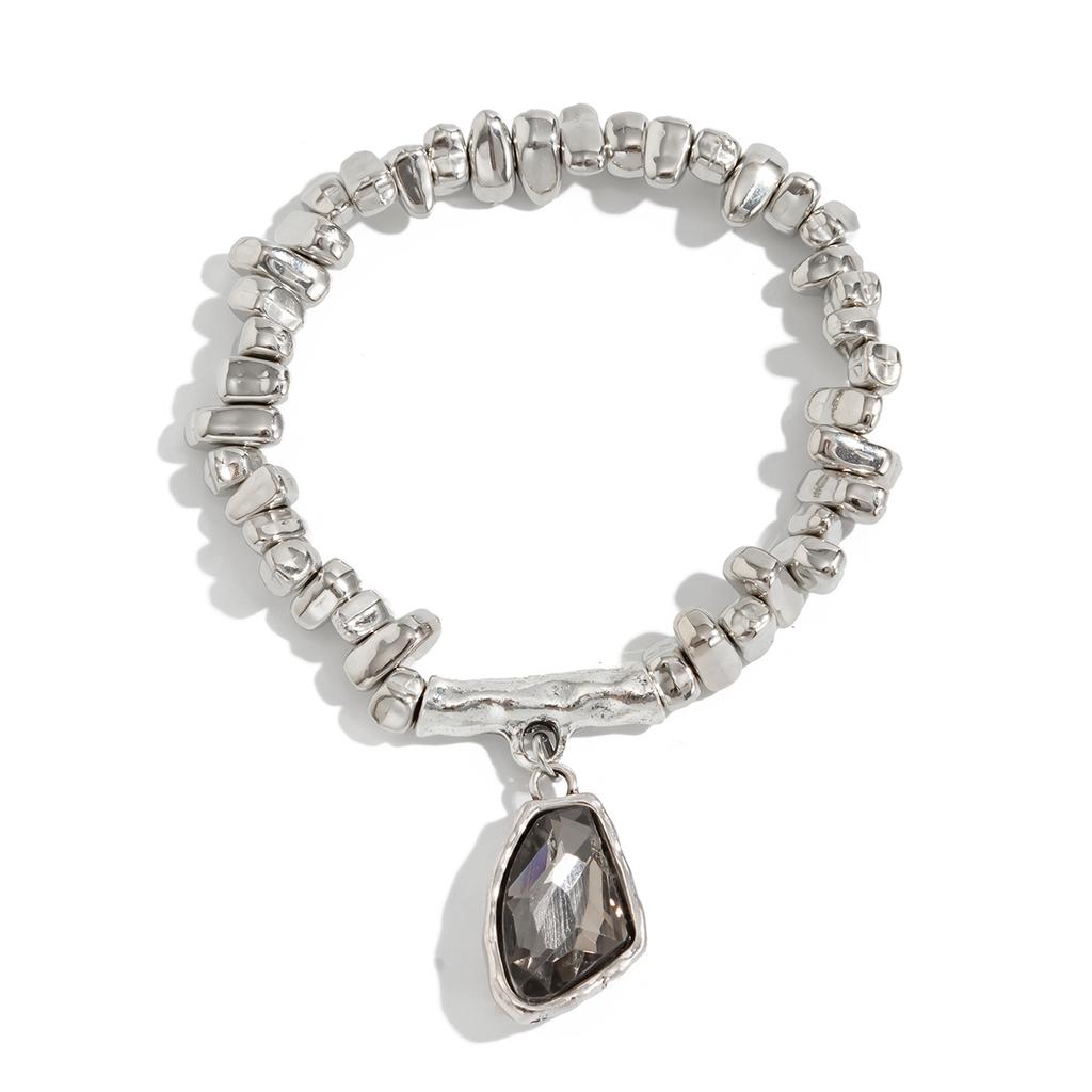 Neue CCB Perlen Unregelmäßige Ästhetische Graue Kristall Anhänger Halskette Armband Ringe für Frauen Barock Armband Ringe Schmucksets