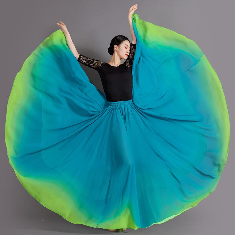 Xinjiang Meisjes Moderne Dans Chiffon Rok - 720 Graden Draai Oefen Kostuum