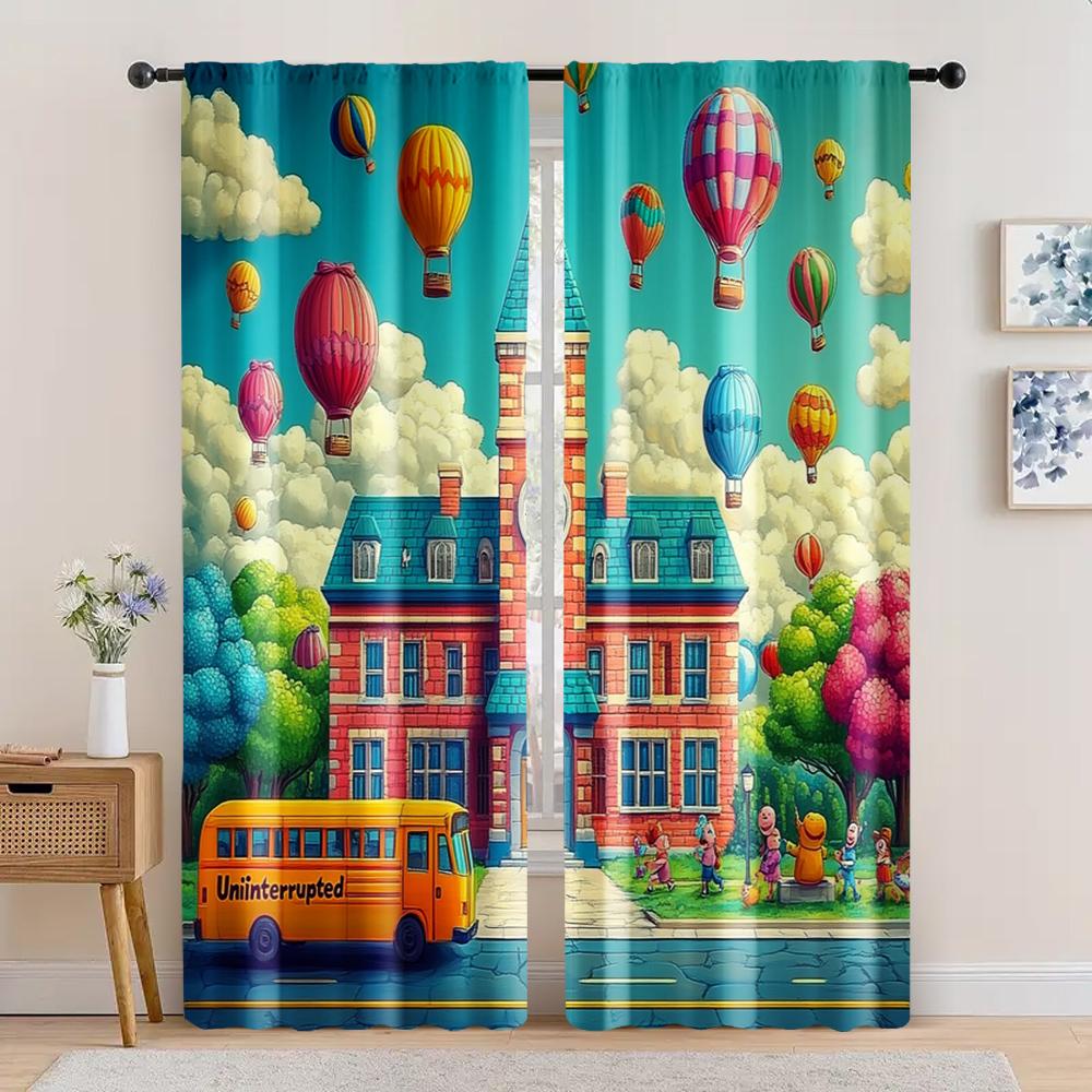 

2 шт., Праздничная занавеска Яркие школьные темы Прочный полиэстер, Без электричества Настенный декор Использовать для классной комнаты, офиса 29x65in(75x166cm)