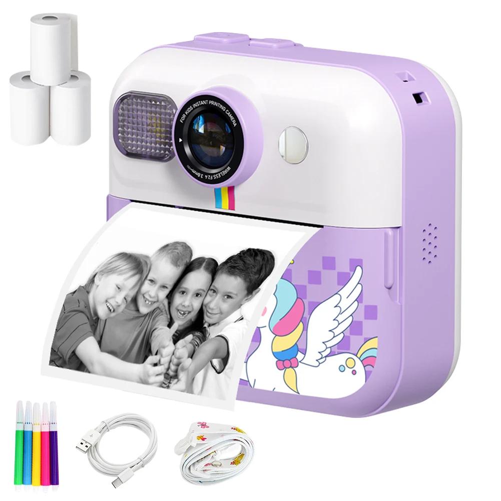 Mini Sofortbildkamera für Kinder 2,4 Zoll Bildschirm Digitalkamera für Kinder 48MP 1080P Video Thermodrucker Geschenk für Weihnachten/Geburtstag