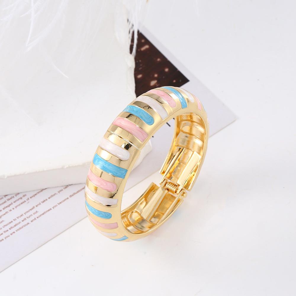 DIEZI 12 Colors Bohemian Enamel Cuff Bangles Hip Hop Geometric Irregular Gold Color Metal Wide Bracelet For Women Men Jewelry